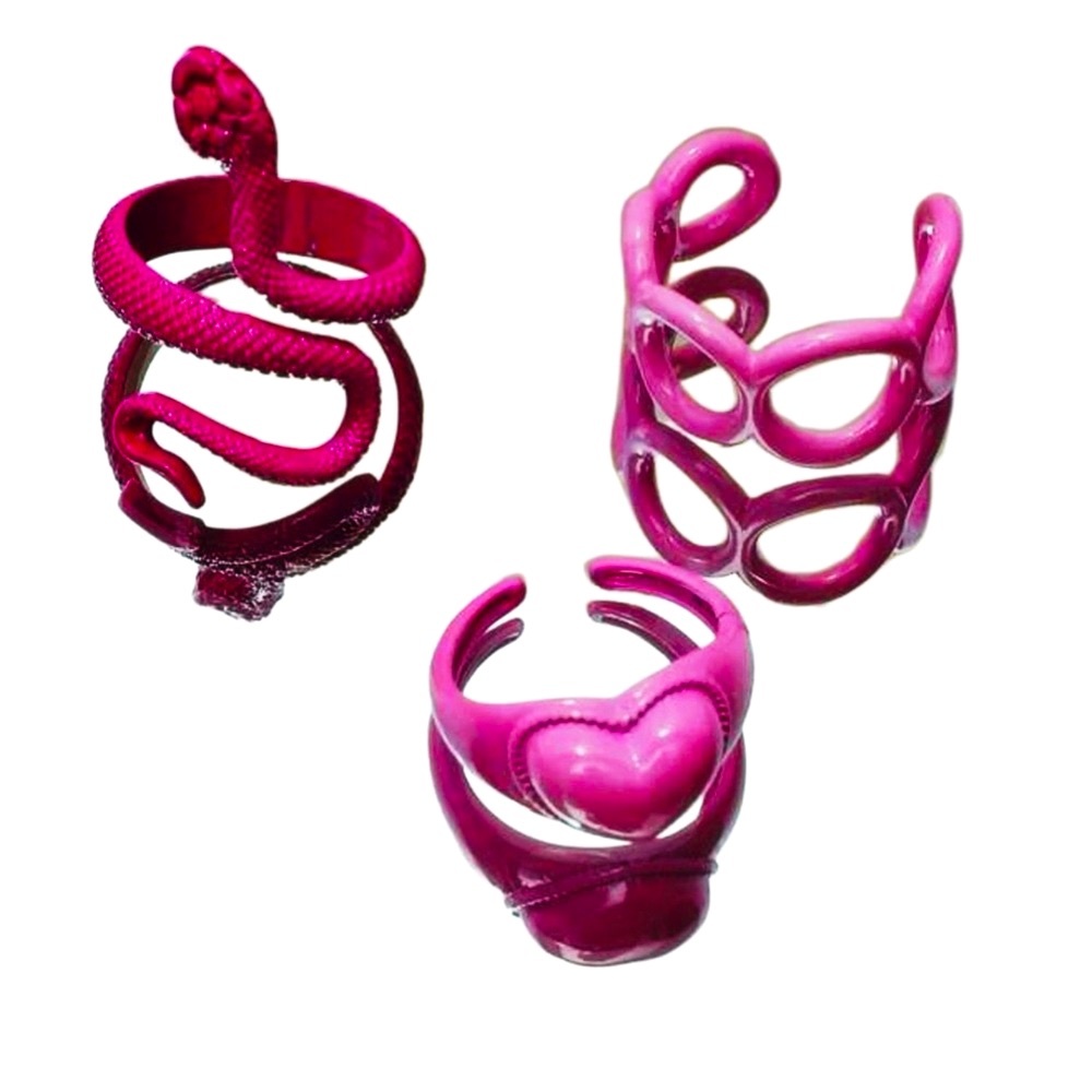 Snake & Heart Three Ring Set